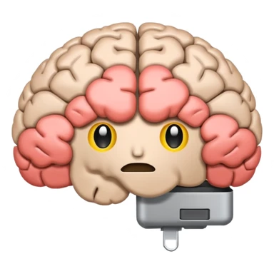 brain emoji with a low battery logo sticker