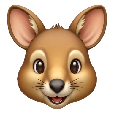 Cinematic Comical Wallaby Portrait Emoji, Head tilted dramatically with an exaggeratedly amused expression, featuring a striking tan and brown fur with wide, expressive eyes filled with playful disbelief, Simplified yet hilariously expressive features, highly detailed, glowing with a slightly sassy glow, high shine, dramatic yet playful, stylized with an air of cheeky outback mischief, bright and endearing, soft glowing outline, capturing the essence of a spirited and over‐the‐top wallaby, so meme‐worthy it feels like it could bounce its way into internet fame instantly! sticker