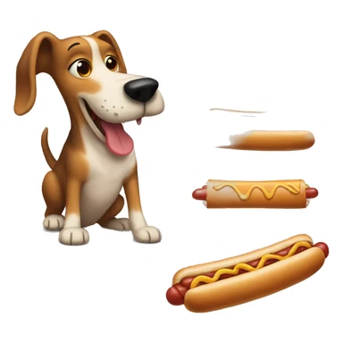 Dog eating a hotdog sticker