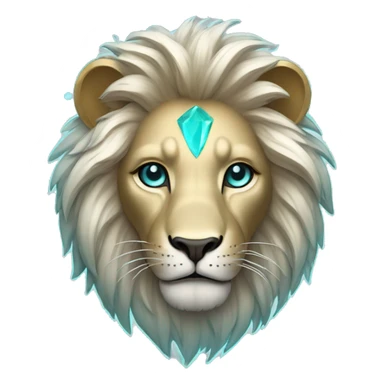lion with a gold and silver hair and shine aqua eyes sticker