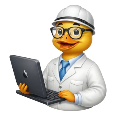 A very happy and lively computer engineer duck sticker