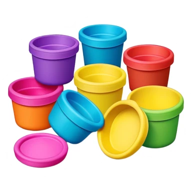 Play-Doh containers with colorful clay sticker