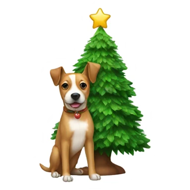 Christmas tree with a dog on it sticker