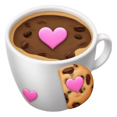 I want you to add the coffee cup emoji ☕️ next to this pink heart emoji💖 and the cookie chip emoji🍪 sticker