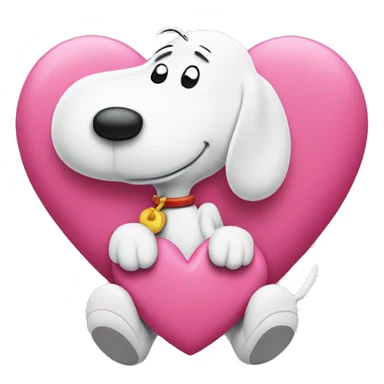 Pink heart with snoopy  sticker