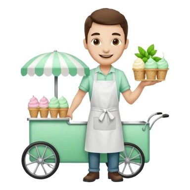 Vendor + mint cart,Ice Cream Vendor. sticker