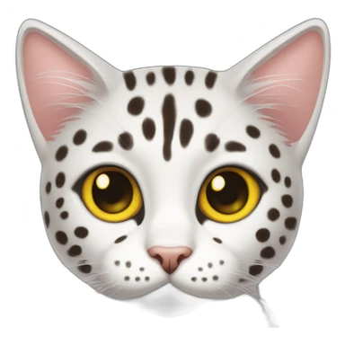 a spotted cat with yellow eyes and a bow on his head sticker