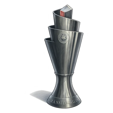 Фотореалистичный и изометричный кубок UEFA Nations League, объемный чуть слегка рисованный стиль, прозрачный фон sticker