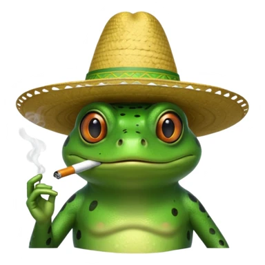 frog with sombrero smoking sticker