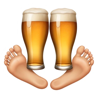 feet holding feet with a beer sticker