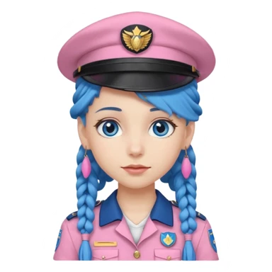 very pretty girl big blue eyes, scout girl with pretty pink uniform, blue dreadlocks, and big earrings and scouts hat sticker