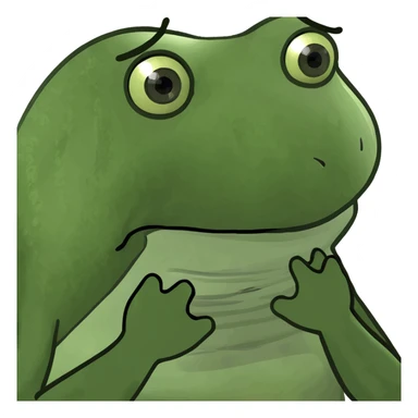 an amazed bufo frog, hands on cheeks, big eyes, comic style sticker