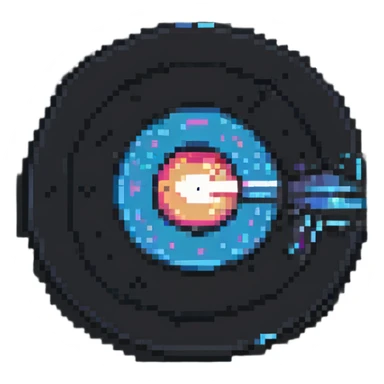 broken vinyl record, pixel art style sticker