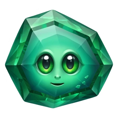 very sharp green gem mineral looking like reefs, very shiny with two eyes sticker