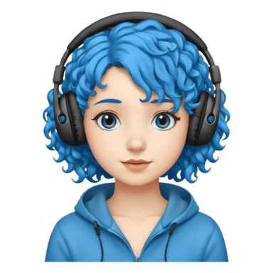 blue haired earringed heaphone wearing girl very curly haired sticker