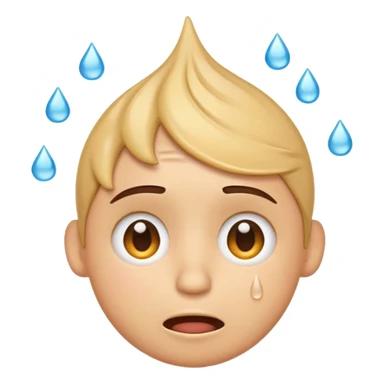 Emoji winding head with hand and sweat droplets on head sticker