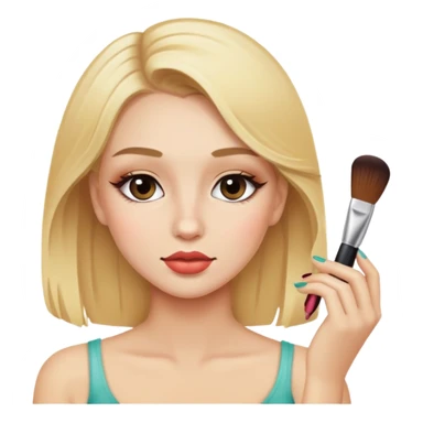 Chica cabello rubio maquillándose sticker