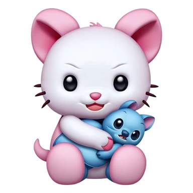 Hello kitty hugging stitch  sticker