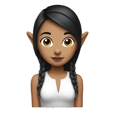 Girl with black hair and white strips in the front with elf ears sticker