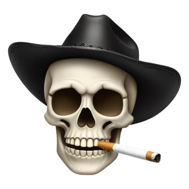 Skull smoking cigarette with black cowboy hat on sticker