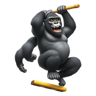 Gorilla on pogo stick  sticker