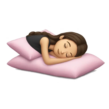 Brunette girl sleeping, pink pillow sticker