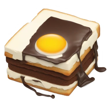 choclate cake on a sandwich like a fried egg sticker