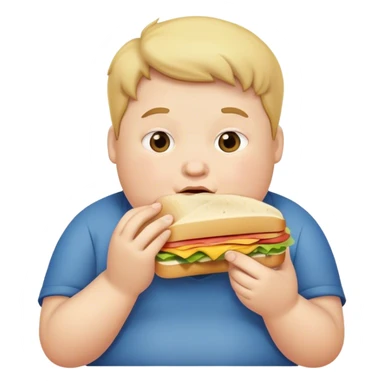 Fat boy eating a sandwich sticker