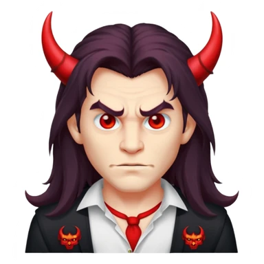 a long-haired devil with shirt sticker