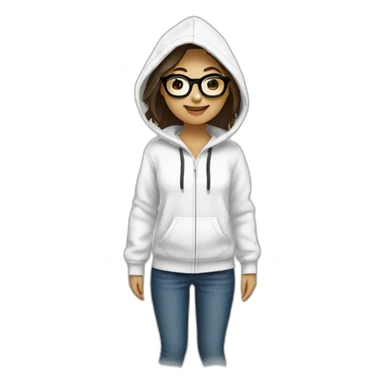 White Filipina hoodie with glasses happy sticker