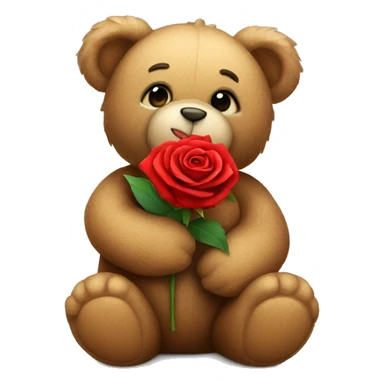 Teddy bear holding a red rose sticker