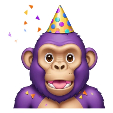 purple ape with birthday cone and cobfetti sticker