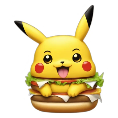 pikachu qui mange un burger sticker