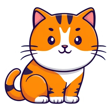 adorable plump orange cat, complete body sticker