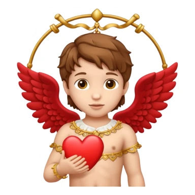 cupid hanging a heart with brown hair sticker