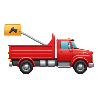 A new red truck with a "TIR" plate turned to the right sticker