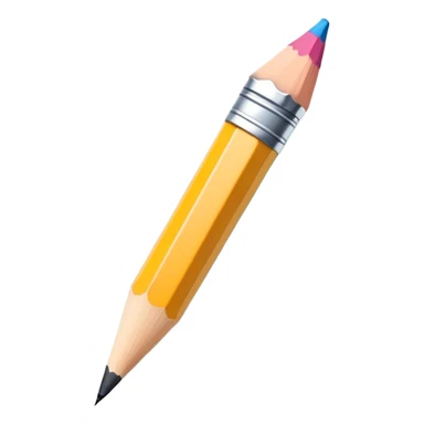 Illustration icon, pencil and paintbrush on paper, colorful sketch, simple lines, minimalistic style, transparent background. sticker