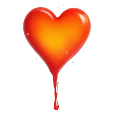 bleeding red heart glowing red-orange with splatter sticker