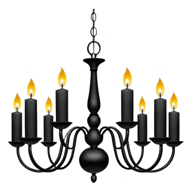 Simple minimalistic black and white Ceiling chandelier with candles sticker