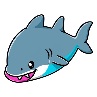 cartoon shark wearing colorful Air Jordans on all fins, playful and bold sticker