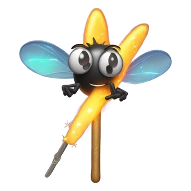 Magic wand casting spell in house fly sticker