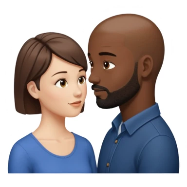 a white woman with short brown hair and a black man with no hair and a beard are facing one each other and looking at each other lovely sticker