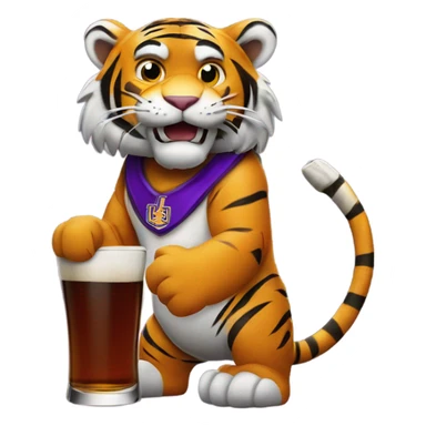 LSU Mike the Tiger holding whiskey  sticker