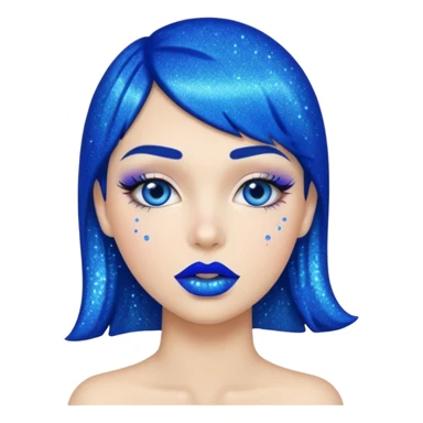 blue lipstick with glitter sticker