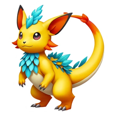 Elemental magical colorful exotic animesque Pokémon-Fakémon-animal-creature, (full body) sticker