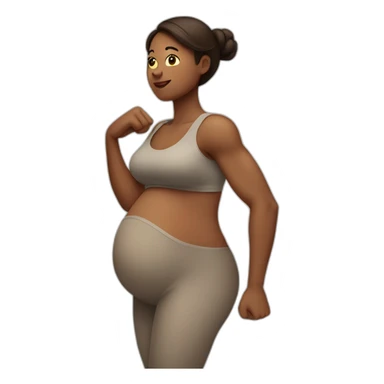 pregnant woman with visible belly flexing bicep sticker