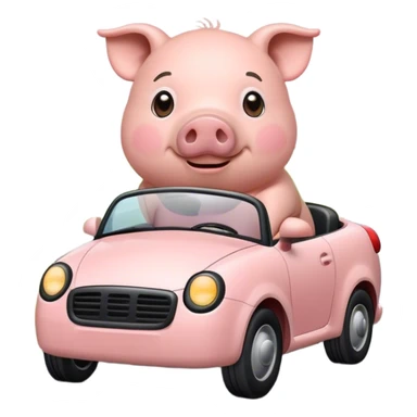 a pig driving on the road sticker