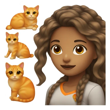Hispanic girl with blonde balayage and brown eyes holding an orange cat sticker