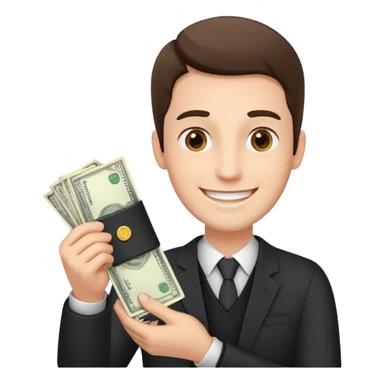 guy giving refund money to other person sticker