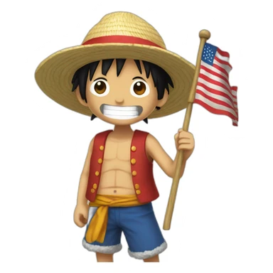 luffy holding a 'GG" flag sticker